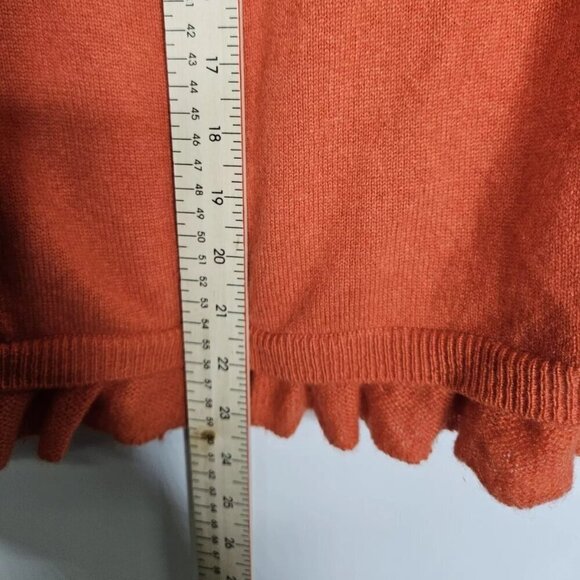 Sutton Cashmere crew Neck Sweater Modern Classic cardigan Orange Ruffles M - Picture 5 of 6